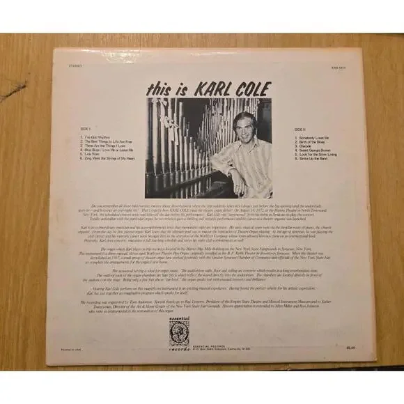 EXTEMELY RARE THIS IS KARL COLE AUTOGRAPHED VINYL LP JUNE 1973